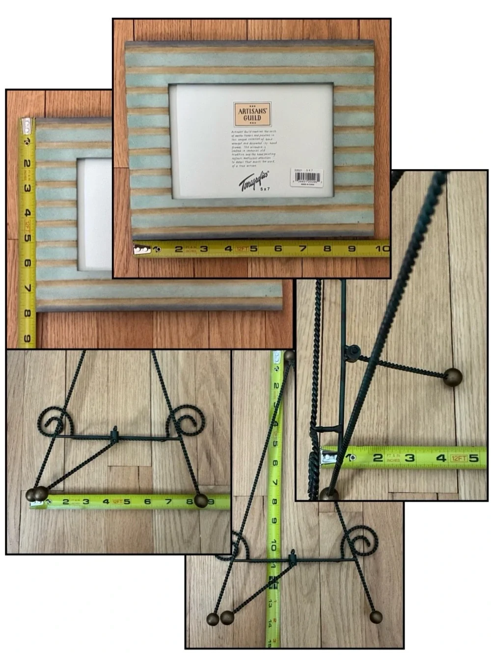 NWT Terragrafics® Artisans Guild French Wire Easel w/Frame, Green, Gold, 1997
